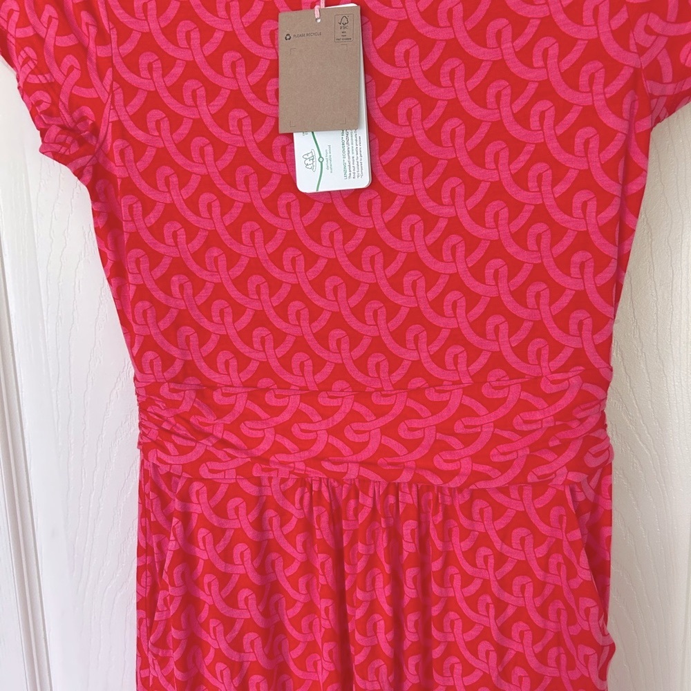 Boden Red Midi Dress Fit and Flare Crew Neck - Picture 3 of 5